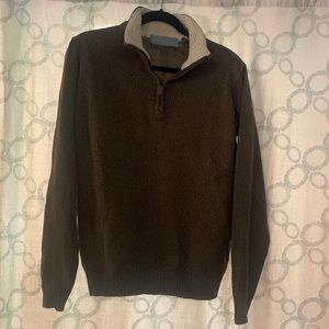 Oscar de la Renta Brown Zip Sweater